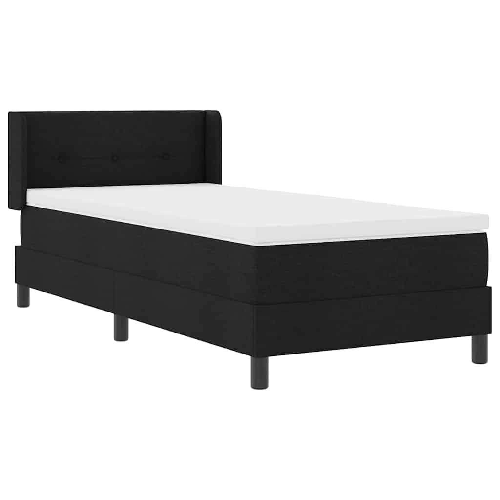 Hothingwell - Cama con cama ajustable (200 x 90 cm), color negro | Poliéster de madera maciza, colchón fermete mediano, resortes ensacados, diseño moderno