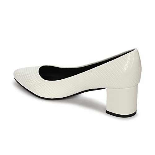 Image of Marc Loire Women's Self Design Comfortable Slip-on Casual Pointed Toe Block Pumps Heels
