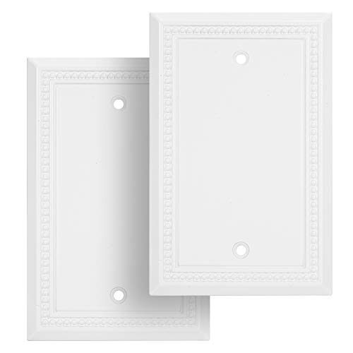 Image of Henne Bery Sunken Pearls Heavy Duty Decorative Wall Plate Switch Plate Outlet Cover (Single Blank, 2 Pack, White)
