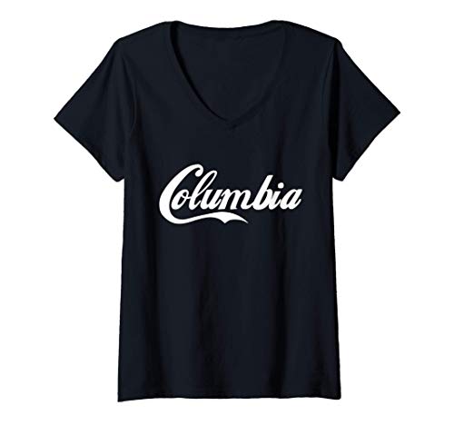 Womens COLUMBIA White Text Design Gifts V-Neck T-Shirt