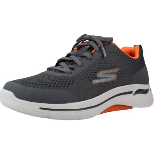 Skechers Herren Go Walk Arch Fit Idyllic Trainers, Charcoal Textile/Synthetic/Orange Trim, 42.5 EU – Ansicht 1