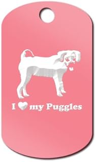 I Love My Puggles Engraved Keychain/GI Tag Mister Petlife Pink