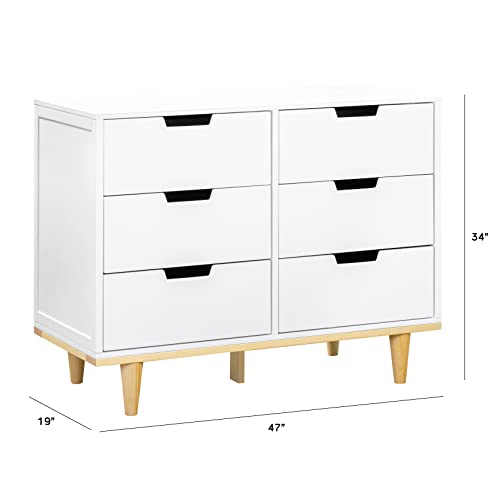 Davinci Marley 6-Drawer Double Dresser In White Finish And Natural Legs #TOP2