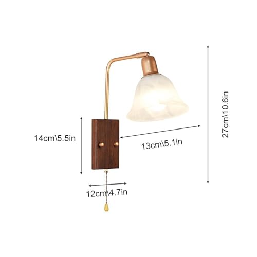 Aplique de pared de metal y vidrio con interruptor para dormitorio 6