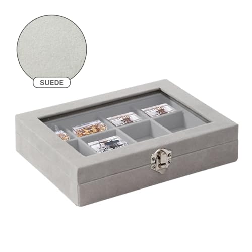 Image of Insect Resin Specimen Box with 12 Grids, Clear Top Insect Specimen Storage Box for Biology Science (Box Only), Grey