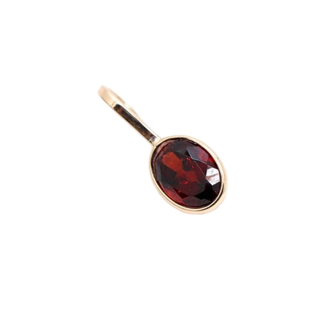 Red Garnet 14K Yellow Gold Charm Necklace January Birthstone, Oval Cut Gemstone Everyday Necklace Pendant Gift For Mum Unique Delicate Necklace Minimalist Necklace