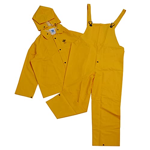 RainRider Commercial Rain Suit for Men Hi-Vis Leathercraft Heavy Duty Rain Wear Waterproof Jacket with Bib Pants Overall4