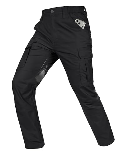 IGOLUMON Mens Cargo Pants Breathable Ripstop Work Pants with 7 Pockets Lightweight EDC Tactical Hiking Pants with Mesh Vents Black