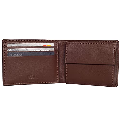 Wallets for Men Bifold RFID Leather Mens Wallet Flip ID Coin Compartment (Hickory Brown)2