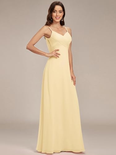 Image of Ever-Pretty Women's Summer Backless Spaghetti Strap Chiffon Bridesmaid Dresses Empire Waist Formal Wedding Guest Dress