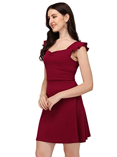 Image of Mehrang Fashion Western Dress || Stretchable Solid Sleeveles Frill Dress for Women || Western Dresses for Women || Dress for Women|| Summer Short Dresses for Women