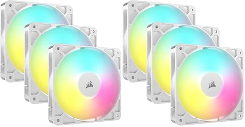 Ventiladores PWM CORSAIR RS120 ARGB de 120 mm con rodamiento magnético en paquete triple blanco