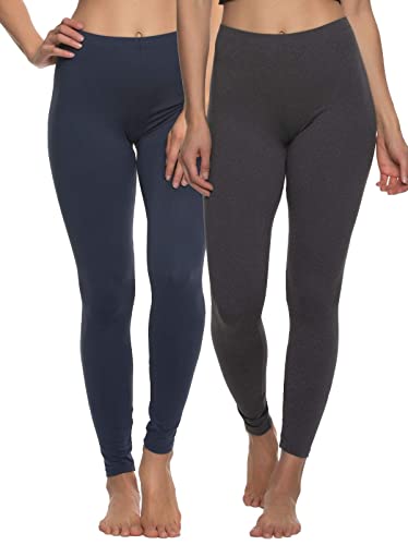 Felina Womens 2 Pack Velvety Soft Lightweight Legging Blue/Grey Medium