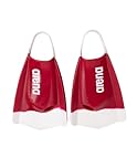 Arena Unisex Adult Powerfin Pro II Swim Training Fins Men and Women Silicone Short Blade Flippers Left/Right Customized, Cardinal Red/White, Size 6-7