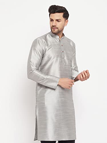 Image of VASTRAMAY Men Banarasi Silk Solid Kurta | Soft Cotton Blend Ethnic Kurta | Comfortable for Festive & Wedding Occasions