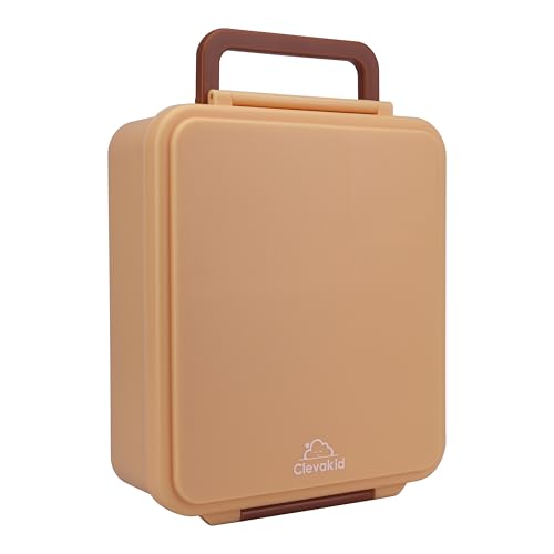 Image of Bento Mega Lunch Box, carrying handle - 4 No-Mix Compartments | Microwave & Dishwasher Safe | for Adult, Preschool, School 1600ML, OZ (Orange Light Peach)