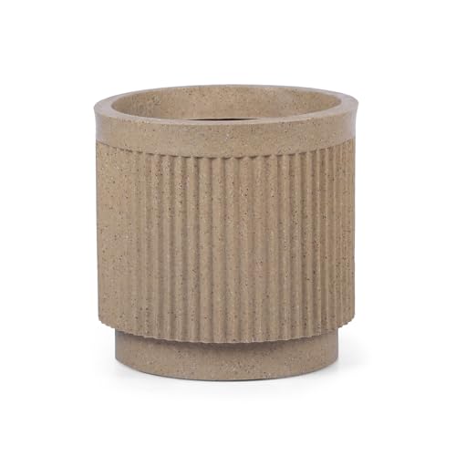 Image of Bonkaso 10 Inch Tokyo Plant Pot for Indoor & Outdoor Use | Lightweight Durable Polymer Flower Pot Gamla | UV & Weather Resistant Planter for Living Room, Balcony, Terrace & Garden (Beige)