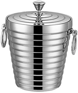 Stainless Steel Ice Bucket, Champagne for Bar Parties, Silver Thick