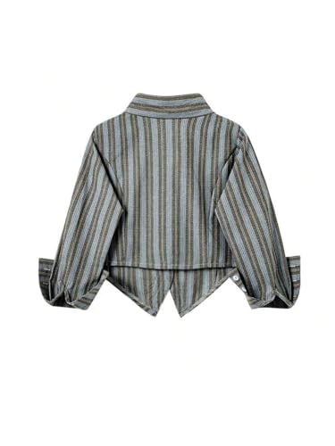 SOLY HUX Women's Striped Print Button Down College Shirts Long Sleeve Tie Blouse Tops Preppy Clothes2