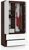 Armoire - Caractéristiques Techniques : dimensions : largeur : 90 cm, hauteur : 180 cm, profondeur : 51 cm. Nombre de tiroirs : 2. Profondeur du tiroir : 44,5 cm. Largeur du tiroir : 81 cm.