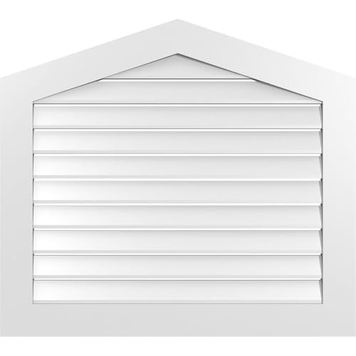 TrueCraft PVC Peaked Top Surface Mount Gable Vent, 38"W x 34"H Overall Frame Size, 4/12 Pitch: 1" x 3-1/2" Standard Trim Frame, Functional