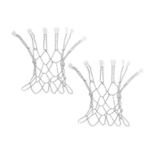 Filet de basket en chaîne fer argenté Housoutil robuste fixation facile panier extérieur x2