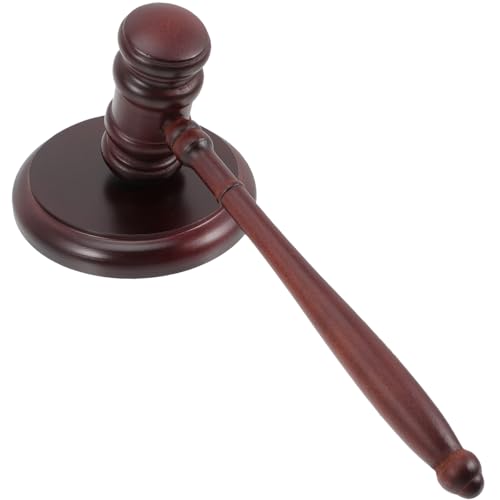 FUNNETOYU De Abogado Madera Agarre Cómodo Bloque Sonido Juez Tribunal Reutilizable Subasta Portátil Martillo Venta Jueces