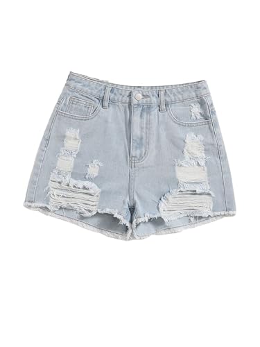 Amazon.com: SOLY HUX Girl's Ripped Raw Hem Denim Shorts High