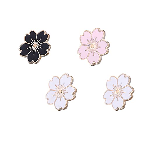 Image of 4pcs Cherry Blossom Brooch Pins Cute Flower Cherry Blossom Enamel Lapel Pin for Teen Girls Women Jewelry Gifts Friendship
