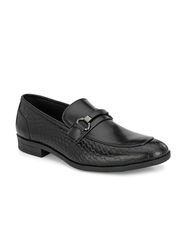 Image of San Frissco Men's Loafers Brown Textured Handcrafted Formal Horsebit Shoes /Slip-on Shoe for Office, Wedding & Parties /Easy to Match Moccasins with Stylish Lightweight and Comfortable