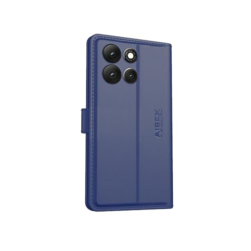 Image of AIBEX Compatible for Motorola G86 Power Flip Cover Leather Finish with Magnatic Closure | Inside TPU with Card Pockets | Wallet Stand | Complete Protection Flip Case -Blue