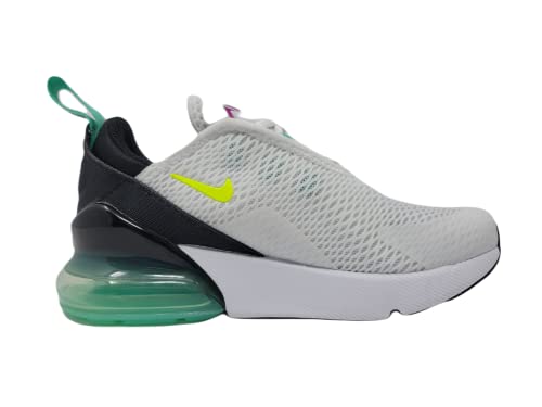 Nike Little Kids Air Max 270 Running Shoes, White/Volt-Black-Laser Blue, 12 M US2