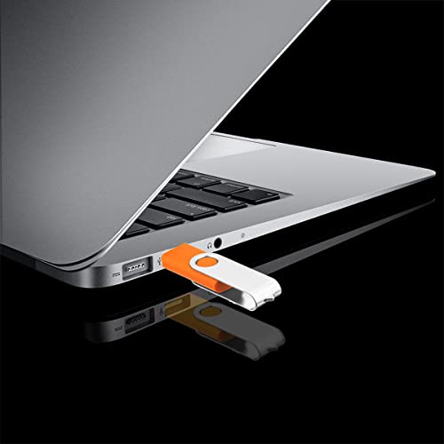 Image of 1GB USB Flash Drive 1PCS, EASTBULL USB 2.0 Thumb Drive Swivel USB Stick Memory Stick Metal Thumb Drive (Orange)