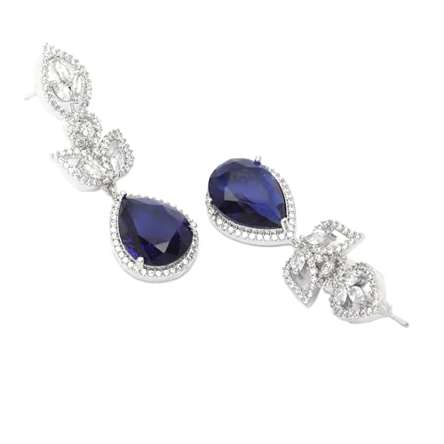 Rhodium-Plated American Diamond Drop Earrings