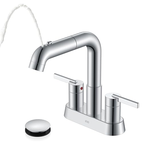 KENES Chrome Centerset Bathroom Faucet with Pull Down Sprayer 3 Hole 4 Inch by KENES - Used condition - US$74.06