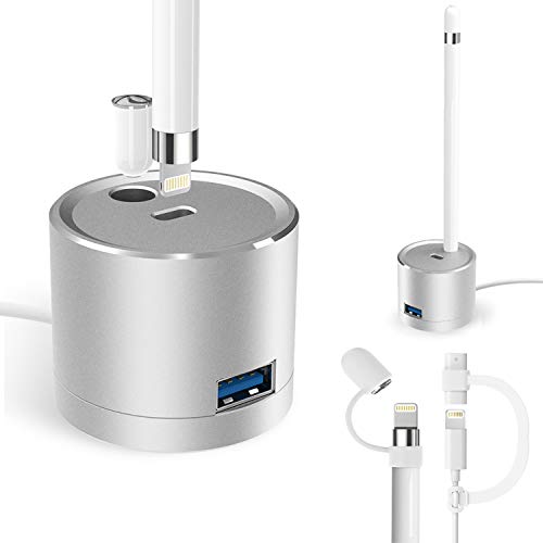 Klearlook Charging Stand for Apple Pencil Aluminum Charging Station Dock with Built-in Charging Cable for Apple Pencil