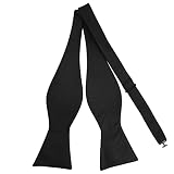 PenSee Mens Exquisite Woven Silk Self Bowtie Solid Plain Bow Ties, (Black)