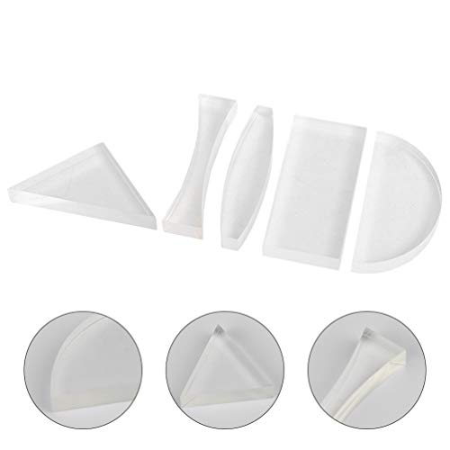 UKCOCO 5 Pcs Experimento Ã“ptico Lente de Vidro Espectro de Luz Ã“ptica Lente de Vidro Prisma Experi