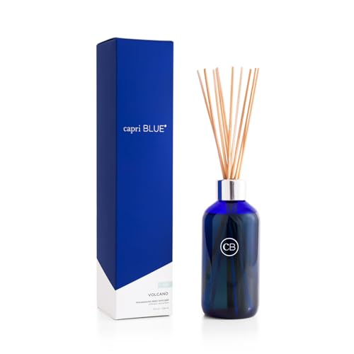 Capri Blue Volcano Reed Diffuser Set – Includes Reed Diffuser Sticks, Fragrance Oil, and Glass Bottle – Luxury Scented Room Fresheners – Cobalt Blue (8 fl oz)