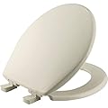 Bemis 730SLEC Slow Close Toilet Seat, Easy Clean Hinges and Durable Plastic Seat, Made in USA, Round, Biscuit