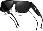 Kimorn Lunettes de soleil polarisés pour hommes, Lunettes de Soleil carrées surdimensionnées UV400 Châssis de protection
