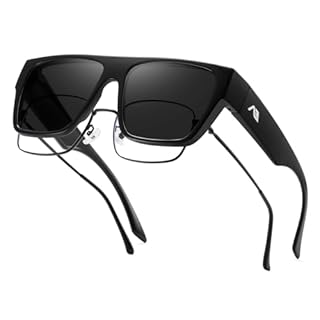 kimorn Polarized Sunglasses Fit Over Glasses for Men Women, Oversized Square Sun Glasses UV400 Protection Shades (Black frame/grey lens)