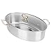 Vaporera de acero inoxidable 304, juego de olla para cocinar pescado ovalada de gran capacidad con tapa olla de cocción con placa de inducción para cocinar pescado al vapor, mariscos