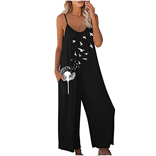 Mono Peto Mujer Algodón Jumpsuit Moda Petos Deporte Casual Pantalones Largo Estampado Peto Pierna Ancha Rompers Fiesta Camiseta sin Manga Cómodo Verano otoño Playa Vacaciones 2024