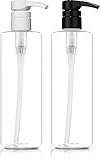 Bar5F Plastic Lotion Bottles with Black & White Pumps, 16 oz | Leak Proof, Empty Clear Cylinder,...