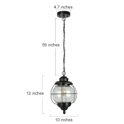 Classy Leaves OUTDOOR PENDANT LIGHTS FOR PORCH 10-Inch Black Farmhouse Outdoor Pendant Light Fixture thumb #4