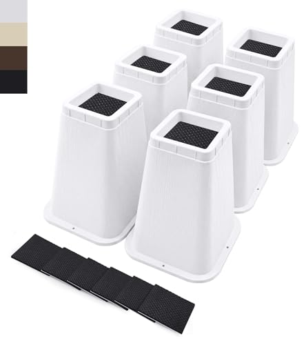 ANNKUT 8 Inch Heavy Duty Bed Risers, Furniture Risers for Desk, Chair, Table or Sofa, Couch Lift Risers, Supports up to 2200 lbs per Leg(6 Pack White)