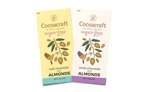 Image of Cocoacraft Chocolates Combo Sugar Free Milk Chocolate (80g) & Sugar Free White Chocolate (80g)