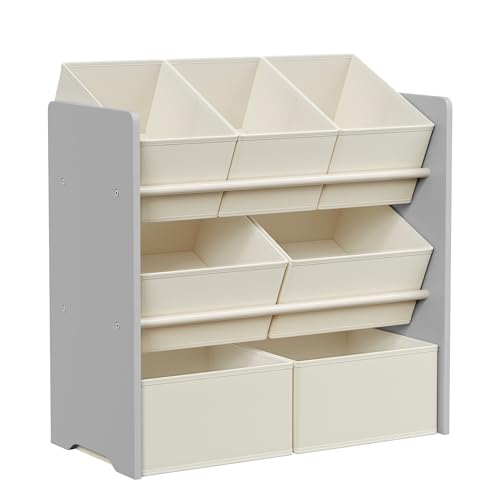 SONGMICS Kinderregal, Spielzeugregal, Bücherregal Kinder, mit 7 Aufbewahrungsboxen aus Vliesstoff, â€¦ – Miniatur