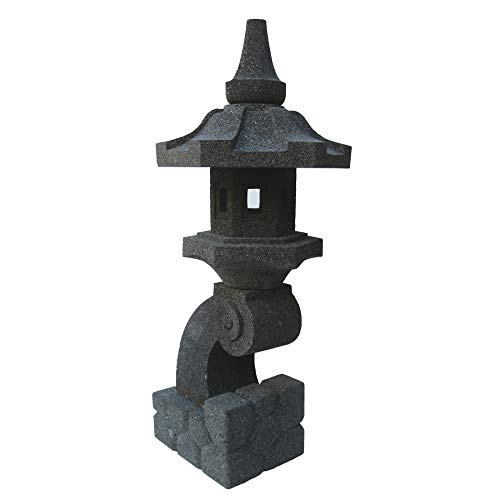 STONE art & more Exklusive Japanische Steinlaterne, Pagode Rankei, Tempel-Leuchte, H 70 cm, Steinmetzarbeit, Lavastein, frostfest
